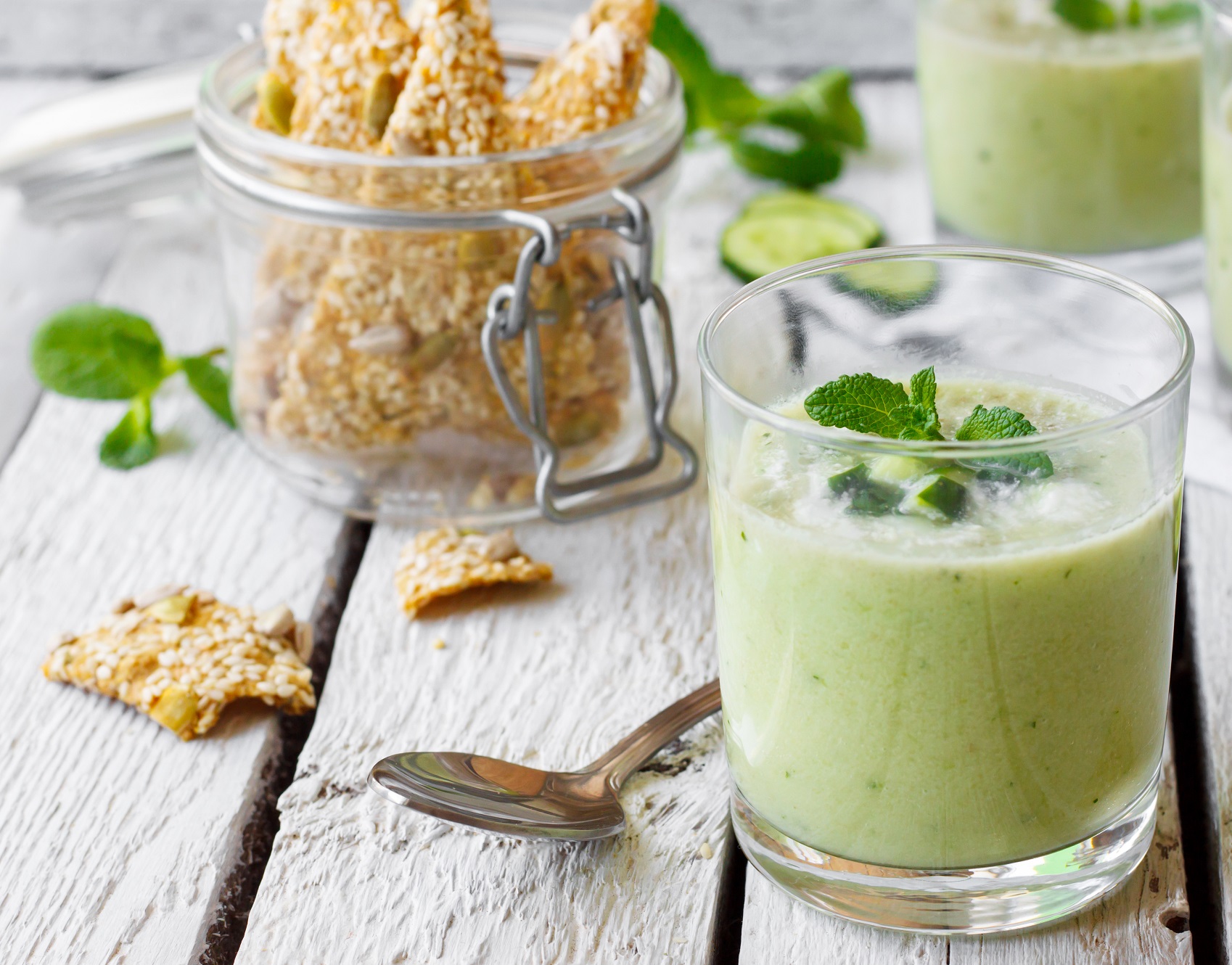 Soupe froide de courgettes à la menthe Les Secrets du Chef